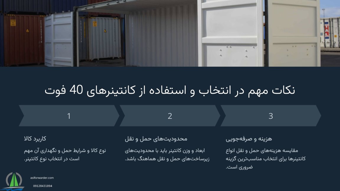 ابعاد کانتینر 40 فوت